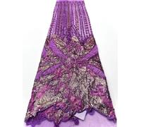 Embroidered Lace Fabric Style French Mesh Sequined Rhinestone For Dresses Sewing Material(Color4)