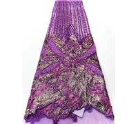Embroidered Lace Fabric Style French Mesh Sequined Rhinestone For Dresses Sewing Material(Color4)