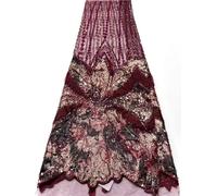 Embroidered Lace Fabric Style French Mesh Sequined Rhinestone For Dresses Sewing Material(Color5)