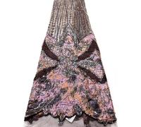 Embroidered Lace Fabric Style French Mesh Sequined Rhinestone For Dresses Sewing Material(Color8)