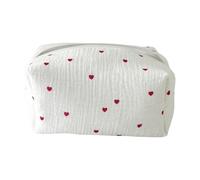 Embroidered Makeup Bag, Portable Travel Toiletry Carrier, 6,89 x 4,13 x 4,13 pollici Effortless Carrying, Cosmetic Storage Organizer, Stylish Pouch for Jewelry, Lipstick, Travel Necessity, Red Love