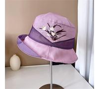 Embroidered Silk Fisherman's Hat Women's Summer Sunscreen Silk Hat Front Roll Sun Hat