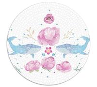 Embroidered Whales & Flowers 1000 Pezzi Puzzle Puzzle Per Gioco Familiare Per Adulti E Bambini Dope Puzzle Rotondo Per La Decorazione Della Casa Puzzle Per Gioco Familiare 1000pcs (67.5x67.5cm)