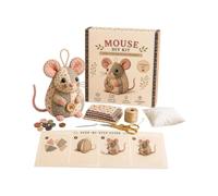 Embroidery Maker Kit - Buttons Mouse Ornament, Animal Sewing Activity, Beginner Needlework Project | Decorative Home Crafting Set, Designed Perfect For Women Beginner Living Room Bedroom