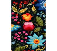 Embroidery pattern inspired by traditional Mexican textiles: Colorful flowers embroidered ornament