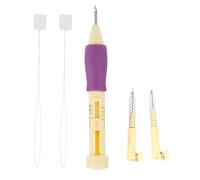 Embroidery Punch Needle Set Premium Stainless Steel Needles Comfortable Handle Adjustable Length DIY Craft Tool for Textile Decorations Clothes Pillows Bags (Yellow and Purple Gradient)