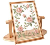 Embroidery Stand Wooden 13.78x9.45 Inches Rotating DIY Needlework Tool | Embroidery Stand Holder for Hobbyists Beginners Embroiderers Quilters Textile Artists Mothers Home Apartment Dorm Workshop