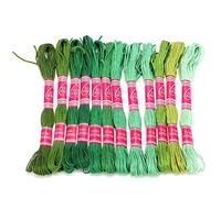 Embroidery Thread 12Pcs Gradient Bright Colors | No Fading Polyester Line for Handicrafts/Friendship Bracelets/DIY Projects | Excellent Embroidery Supplies (Green Series)