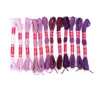 Embroidery Thread 12Pcs Gradient Bright Colors | No Fading Polyester Line for Handicrafts/Friendship Bracelets/DIY Projects | Excellent Embroidery Supplies (Purple)