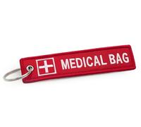 emc.nexus - Portachiavi Medical Bag - Etichetta per bagagli ricamata rossa - Borsa di emergenza Primo soccorso Zaino medico - Outdoor Escursioni SOS Emergenza Portachiavi Giorno, Colore: rosso, 13 cm