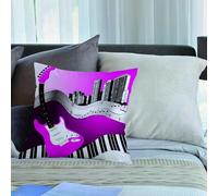 EMCLKS Federe Cuscini Divano,Copricuscini Divano Moderna Fodere Cuscini Decorativi Set di per Soggiorno Sedia Divano, Musica Basso Chitarra Tastiera Urban Rock Sfondo Ritmo di Città,40x40cm