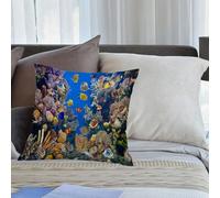 EMCLKS Federe Cuscini Divano,Copricuscini Divano Moderna Fodere Cuscini Decorativi Set di per Soggiorno Sedia Divano,Acquario colorato che mostra vari pesci che nuotano,50x50cm