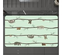 EMCLKS Tappeto Bagno 60x90 cm,Acquerello tici bradipi appesi agli alberi modello disegnato a mano su un ve,Tappetino Assorbente e Antiscivolo in Microfibra per Bagno,Cucina,Camera da Letto,Corridoio