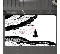 EMCLKS Tappeto Bagno 60x90 cm,Adolescente, volto di donna astratto barocco e cappello decorato, design vec,Tappetino Assorbente e Antiscivolo in Microfibra per Bagno,Cucina,Camera da Letto,Corridoio