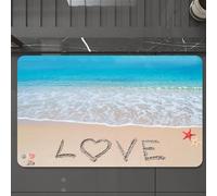 EMCLKS Tappeto Bagno 60x90 cm,amore scritto su una spiaggia tropicale,Tappetino Assorbente e Antiscivolo in Microfibra per Bagno,Cucina,Camera da Letto,Corridoio