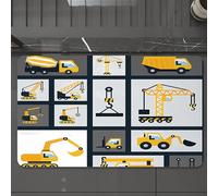 EMCLKS Tappeto Bagno 60x90 cm,Arte dell'architettura urbana, vari veicoli e strumenti di costruzione giall,Tappetino Assorbente e Antiscivolo in Microfibra per Bagno,Cucina,Camera da Letto,Corridoio