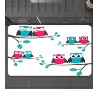 EMCLKS Tappeto Bagno 60x90 cm,Asilo, coppia di gufi seduti sui rami primaverili,Tappetino Assorbente e Antiscivolo in Microfibra per Bagno,Cucina,Camera da Letto,Corridoio