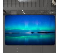 EMCLKS Tappeto Bagno 60x90 cm,Aurora boreale, insolito paesaggio celeste su un lago sereno,Tappetino Assorbente e Antiscivolo in Microfibra per Bagno,Cucina,Camera da Letto,Corridoio