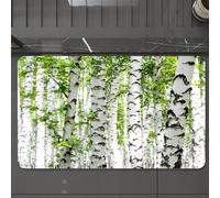 EMCLKS Tappeto Bagno 60x90 cm,Bosco, betulle nella foresta, immagine a tema estivo con fauna selvatica, na,Tappetino Assorbente e Antiscivolo in Microfibra per Bagno,Cucina,Camera da Letto,Corridoio