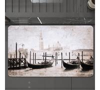 EMCLKS Tappeto Bagno 60x90 cm,Canale veneziano, le gondole attraccano lungo il canale, appoggiate al lonta,Tappetino Assorbente e Antiscivolo in Microfibra per Bagno,Cucina,Camera da Letto,Corridoio
