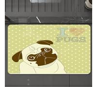 EMCLKS Tappeto Bagno 60x90 cm,Carlino, cagnolino carino con la testa inclinata e un'espressione adorabile.,Tappetino Assorbente e Antiscivolo in Microfibra per Bagno,Cucina,Camera da Letto,Corridoio