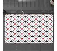 EMCLKS Tappeto Bagno 60x90 cm,Carte da poker, una serie di simboli di carte da gioco rosse e nere, su sfon,Tappetino Assorbente e Antiscivolo in Microfibra per Bagno,Cucina,Camera da Letto,Corridoio
