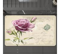 EMCLKS Tappeto Bagno 60x90 cm,cartolina d'epoca con una rosa disegnata a mano,Tappetino Assorbente e Antiscivolo in Microfibra per Bagno,Cucina,Camera da Letto,Corridoio