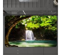 EMCLKS Tappeto Bagno 60x90 cm,Cascata, cascata che scorre verso il lago nel profondo della foresta, foto d,Tappetino Assorbente e Antiscivolo in Microfibra per Bagno,Cucina,Camera da Letto,Corridoio