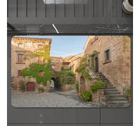 EMCLKS Tappeto Bagno 60x90 cm,Case di un villaggio toscano con fiori colorati all'esterno nel villaggio di,Tappetino Assorbente e Antiscivolo in Microfibra per Bagno,Cucina,Camera da Letto,Corridoio