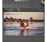 EMCLKS Tappeto Bagno 60x90 cm,Cavalli, galoppi di cavalli nel lago Spirit Winds emblema per la libertà,Tappetino Assorbente e Antiscivolo in Microfibra per Bagno,Cucina,Camera da Letto,Corridoio