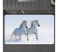 EMCLKS Tappeto Bagno 60x90 cm,Cavalli, rari cavalli maculati al galoppo sul campo di neve,Tappetino Assorbente e Antiscivolo in Microfibra per Bagno,Cucina,Camera da Letto,Corridoio
