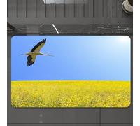 EMCLKS Tappeto Bagno 60x90 cm,Cicogna gialla e blu che vola da sola con un cielo limpido sopra la primaver,Tappetino Assorbente e Antiscivolo in Microfibra per Bagno,Cucina,Camera da Letto,Corridoio