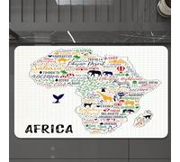 EMCLKS Tappeto Bagno 60x90 cm,Citazione, Scritte colorate dei paesi africani in Africa,Tappetino Assorbente e Antiscivolo in Microfibra per Bagno,Cucina,Camera da Letto,Corridoio