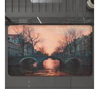 EMCLKS Tappeto Bagno 60x90 cm,Collezione Wanderlust, di notte ad Amsterdam, Paesi Bassi, Scandinavia,Tappetino Assorbente e Antiscivolo in Microfibra per Bagno,Cucina,Camera da Letto,Corridoio