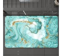 EMCLKS Tappeto Bagno 60x90 cm,Colori marmo turchese e oro su carta bianca,Tappetino Assorbente e Antiscivolo in Microfibra per Bagno,Cucina,Camera da Letto,Corridoio