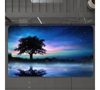 EMCLKS Tappeto Bagno 60x90 cm,Contorno dell'albero e cielo stellato, alberi e corpi celesti brillano, albe,Tappetino Assorbente e Antiscivolo in Microfibra per Bagno,Cucina,Camera da Letto,Corridoio
