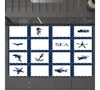 EMCLKS Tappeto Bagno 60x90 cm,Corda di nave da yacht blu navy come cornice con immagine di stelle marine,Tappetino Assorbente e Antiscivolo in Microfibra per Bagno,Cucina,Camera da Letto,Corridoio
