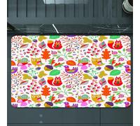 EMCLKS Tappeto Bagno 60x90 cm,Creature del bosco, animali colorati come scoiattoli e gufi tra le foglie e,Tappetino Assorbente e Antiscivolo in Microfibra per Bagno,Cucina,Camera da Letto,Corridoio