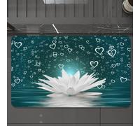 EMCLKS Tappeto Bagno 60x90 cm,Cuore di sogno di fiore di loto bianco che galleggia nell'acqua, bellissimo,Tappetino Assorbente e Antiscivolo in Microfibra per Bagno,Cucina,Camera da Letto,Corridoio