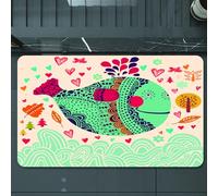 EMCLKS Tappeto Bagno 60x90 cm,Decorazione a forma di balena, grande balena ornamentale colorata con onde,Tappetino Assorbente e Antiscivolo in Microfibra per Bagno,Cucina,Camera da Letto,Corridoio