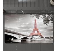 EMCLKS Tappeto Bagno 60x90 cm,Decorazione della città di Parigi, Torre Eiffel, Ponte della capitale, Paesa,Tappetino Assorbente e Antiscivolo in Microfibra per Bagno,Cucina,Camera da Letto,Corridoio