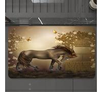 EMCLKS Tappeto Bagno 60x90 cm,Decorazione mistica, cavallo nel roseto Farfalle Fantasia Chiaro di luna,Tappetino Assorbente e Antiscivolo in Microfibra per Bagno,Cucina,Camera da Letto,Corridoio