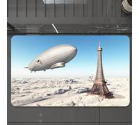EMCLKS Tappeto Bagno 60x90 cm,Decorazioni parigine, Zepn e Torre Eiffel sopra un cielo di nuvole da sogno,Tappetino Assorbente e Antiscivolo in Microfibra per Bagno,Cucina,Camera da Letto,Corridoio