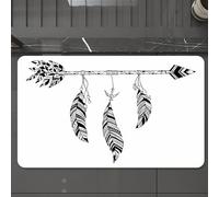 EMCLKS Tappeto Bagno 60x90 cm,Design a freccia di ispirazione tribale con piume dettagliate e abbellimenti,Tappetino Assorbente e Antiscivolo in Microfibra per Bagno,Cucina,Camera da Letto,Corridoio