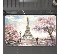 EMCLKS Tappeto Bagno 60x90 cm,Dipinto a olio, Veduta di Parigi. Paesaggio delicato,Tappetino Assorbente e Antiscivolo in Microfibra per Bagno,Cucina,Camera da Letto,Corridoio
