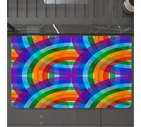 EMCLKS Tappeto Bagno 60x90 cm,Disegno a mosaico rotondo, cerchi sovrapposti, che formano un motivo arcobal,Tappetino Assorbente e Antiscivolo in Microfibra per Bagno,Cucina,Camera da Letto,Corridoio