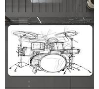 EMCLKS Tappeto Bagno 60x90 cm,Disegno di musica rock, scarabocchio, schizzo, stile, batterista, ispirazion,Tappetino Assorbente e Antiscivolo in Microfibra per Bagno,Cucina,Camera da Letto,Corridoio
