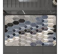 EMCLKS Tappeto Bagno 60x90 cm,Disegno geometrico esagonale, modello basato su esagoni di marmo, decorazion,Tappetino Assorbente e Antiscivolo in Microfibra per Bagno,Cucina,Camera da Letto,Corridoio