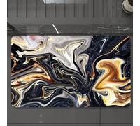 EMCLKS Tappeto Bagno 60x90 cm,Disegno in inchiostro di marmo misto nero grigio bianco oro giallo e marrone,Tappetino Assorbente e Antiscivolo in Microfibra per Bagno,Cucina,Camera da Letto,Corridoio