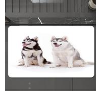 EMCLKS Tappeto Bagno 60x90 cm,Due cani husky sono seduti uno accanto all'altro, i loro occhi espressivi e,Tappetino Assorbente e Antiscivolo in Microfibra per Bagno,Cucina,Camera da Letto,Corridoio